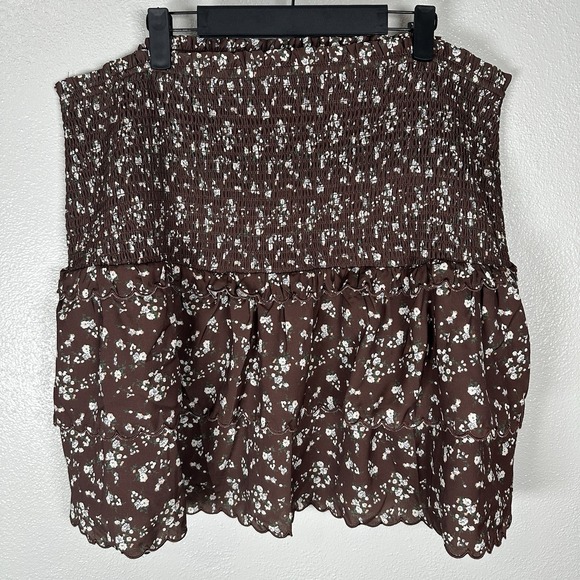 Hyacinth House Dresses & Skirts - Hyacinth House‎ Tuckernuck Size XXL Steff Chocolate Brown Floral Mini Skirt